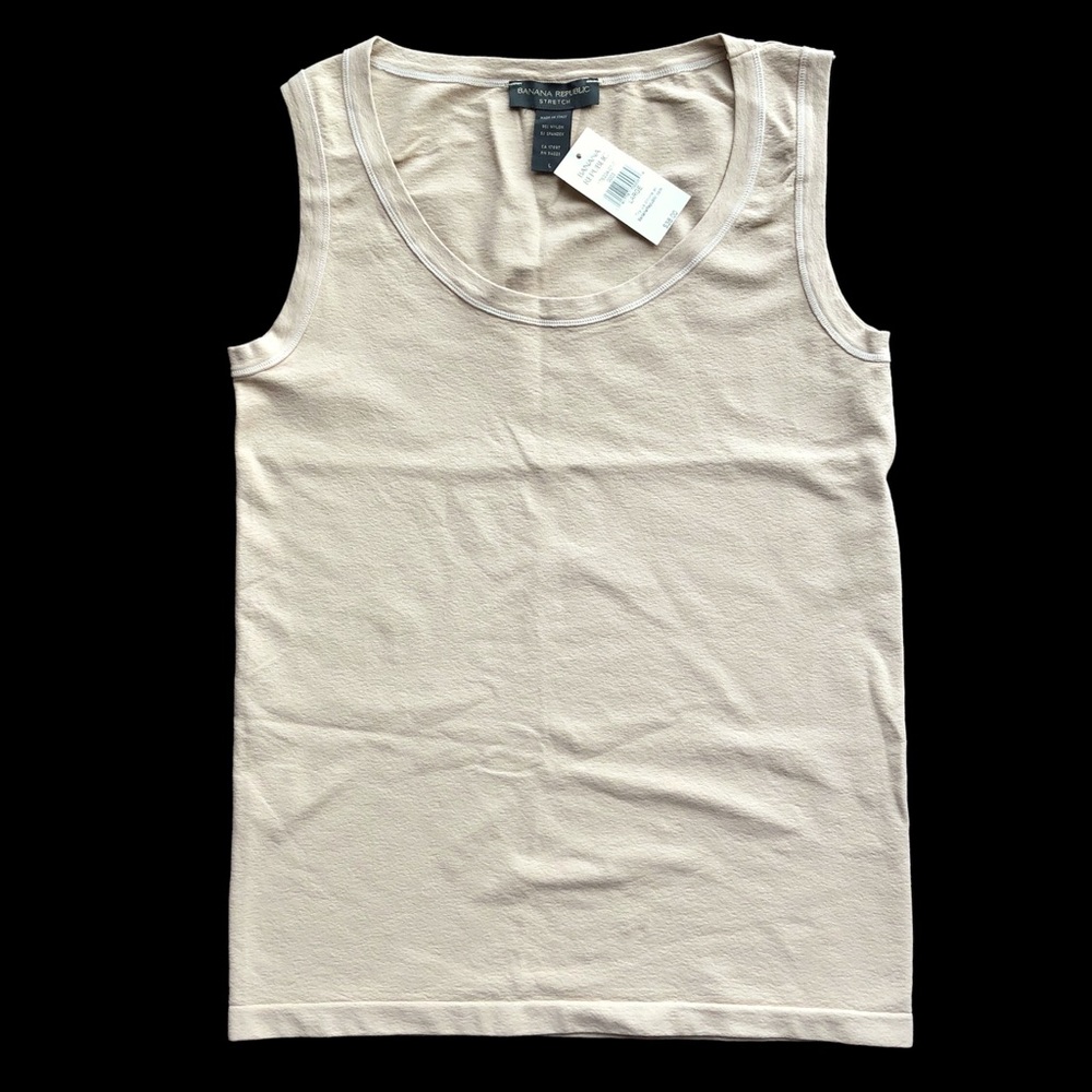 New Banana Republic Stretchy Tank Top Size L Beige Tan Made In Italy
